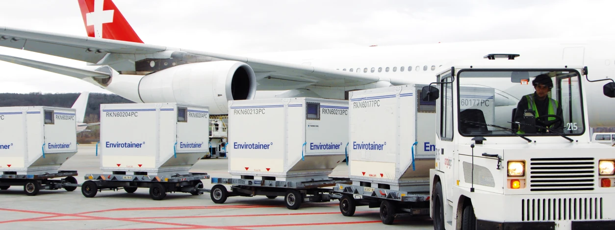 Advanced temperature-controlled container prior to loading with pharmaceutical shipments