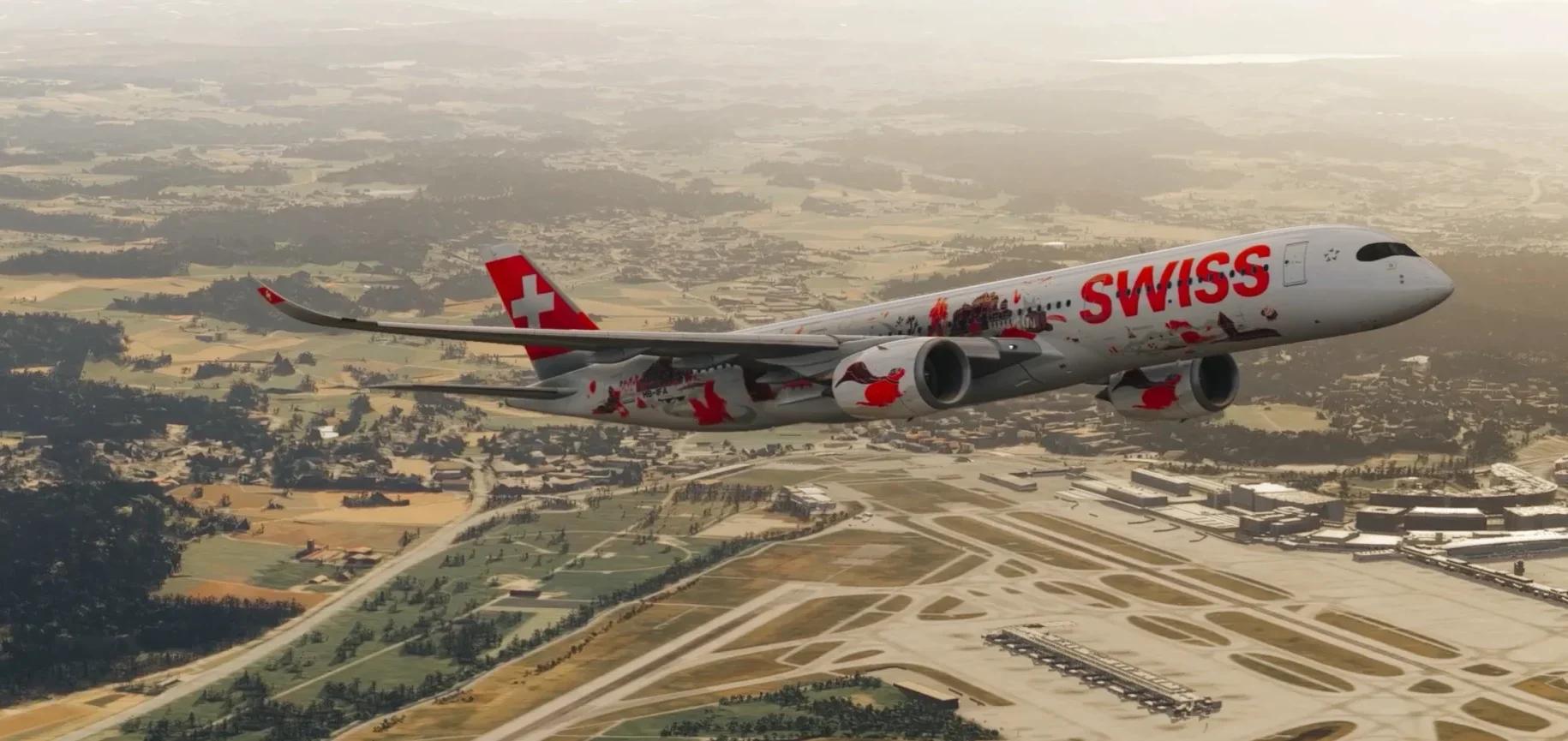 SWISS aircraft above Zurich Airport – connecting global air cargo with SWISS precision